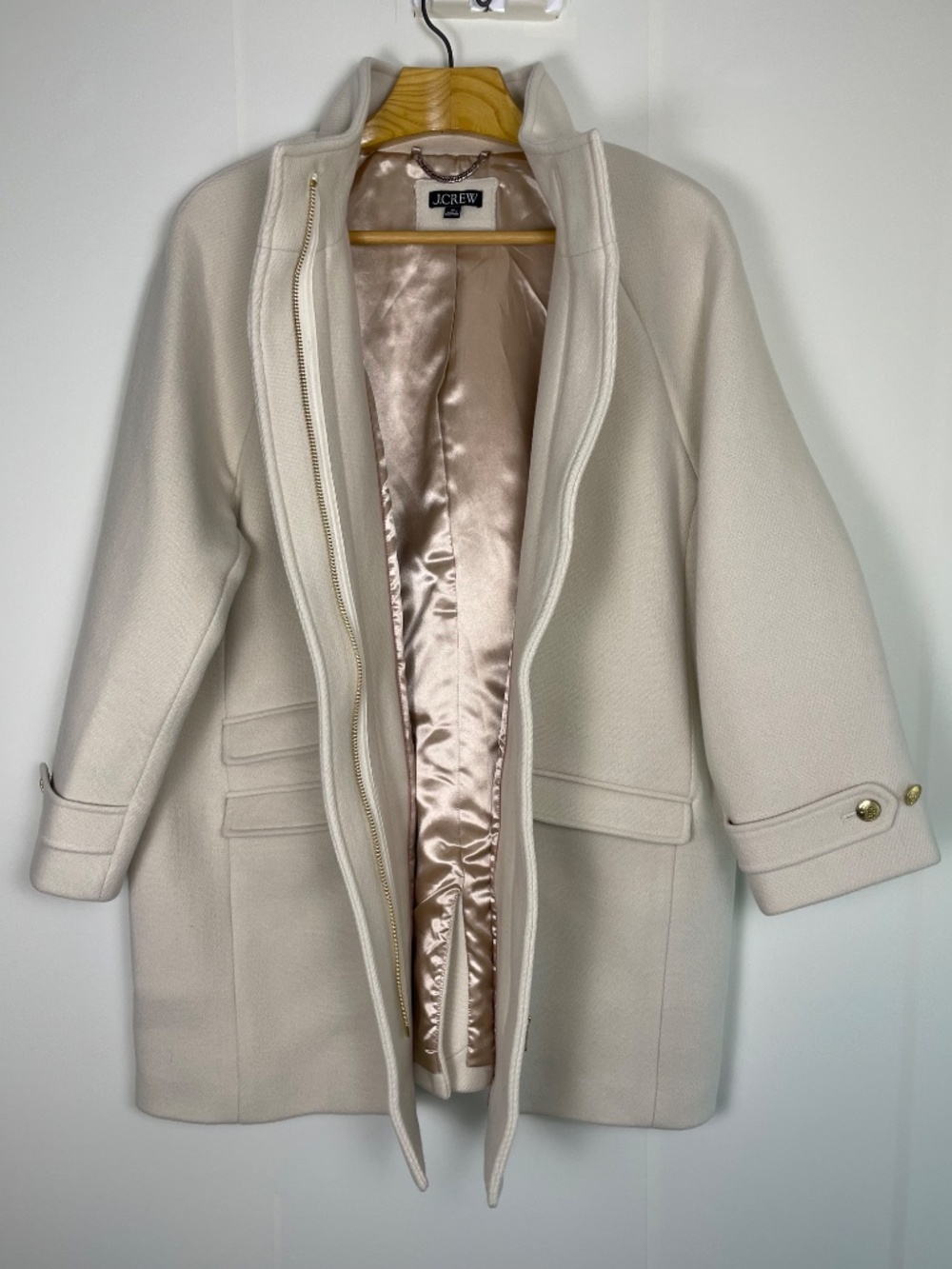 J.Crew Toscana Coat in Italian Stadium-Cloth Wool Ivory Cream Size 20 - Picture 2 of 14